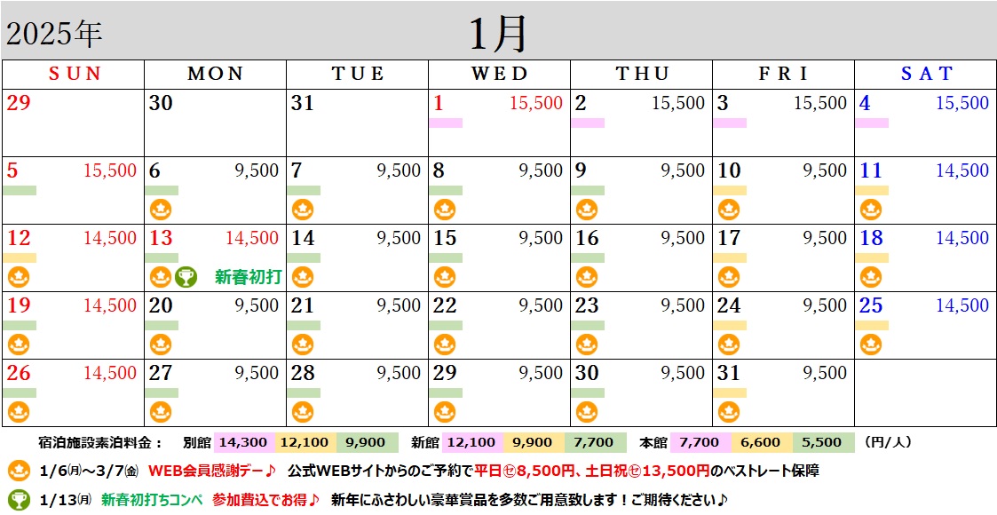 1月のスケジュール